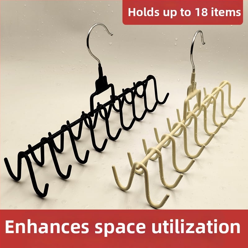 Drēbju pakaramais ar 18 āķiem, kvadrātveida stils, mūsdienīgs minimālisms, ar plastmasas pārklājumu, modelis ZL-2596654