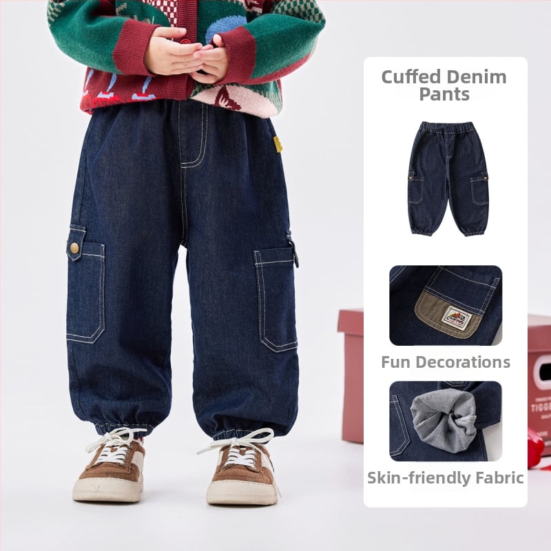 Dječje hlače, korejskog casual stila, pamuk 69,7%, srednji porast s elastičnim pojasom