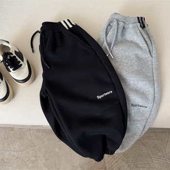 Dječje pamučne jogger hlače, korejski stil, unisex, Zima 2025, 80% pamuk, srednji pojas s gumom, mekan materijal