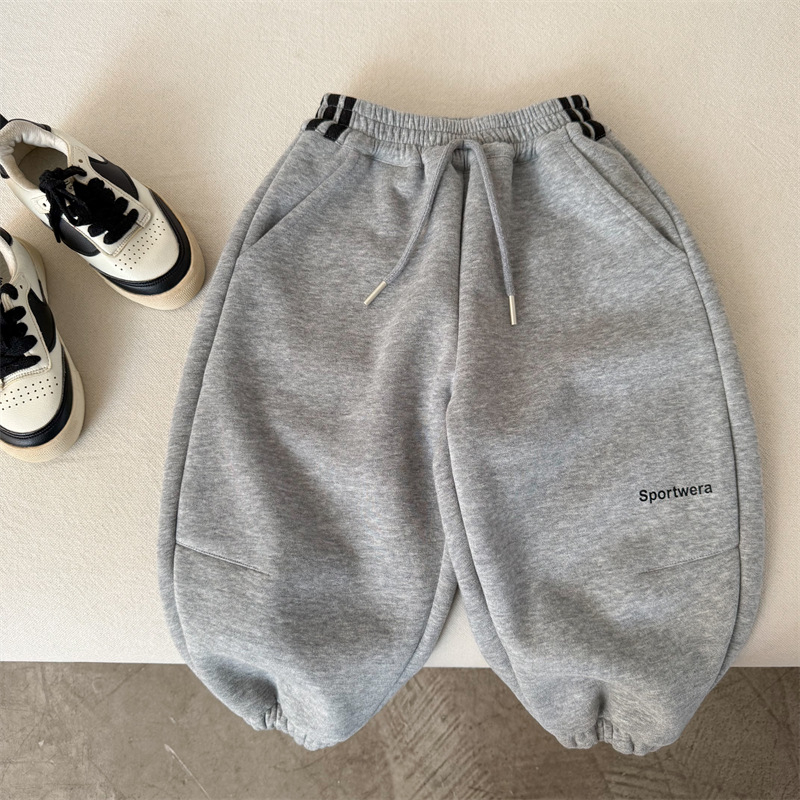 Dječje pamučne jogger hlače, korejski stil, unisex, Zima 2025, 80% pamuk, srednji pojas s gumom, mekan materijal