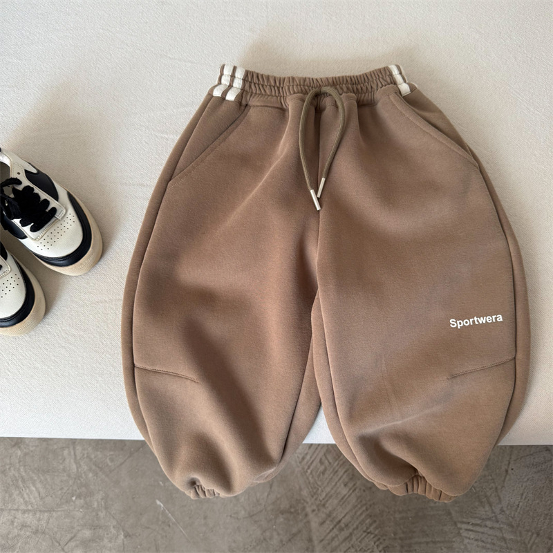 Dječje pamučne jogger hlače, korejski stil, unisex, Zima 2025, 80% pamuk, srednji pojas s gumom, mekan materijal