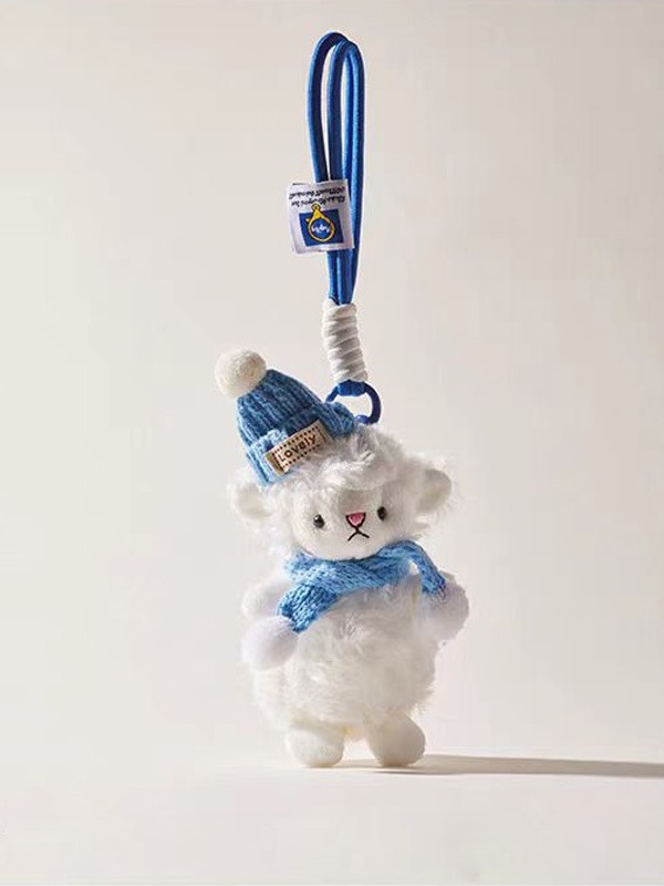 Mezgimo plišinis avinėlio pakabukas rankinei – vientisas raštas, gaivus ir saldus stilius, 2025 m. pavasaris