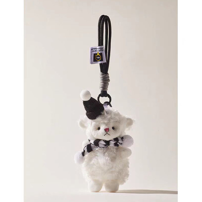 Mezgimo plišinis avinėlio pakabukas rankinei – vientisas raštas, gaivus ir saldus stilius, 2025 m. pavasaris