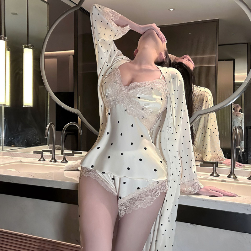 Σετ πυτζάμας δύο τεμαχίων από ice silk με μαξιλαράκια στήθους – τιραντιάστος στυλ νεράιδας, V-λαιμό, λεπτό ύφασμα 101–120 g/m², 80–90% πολυεστέρας, αναπνεόμενο