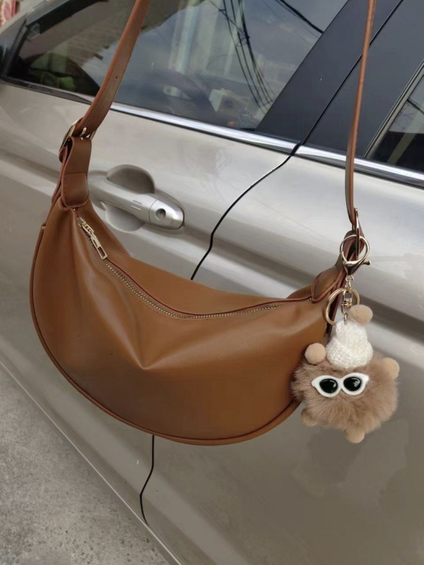 PU Dumpling táska városi stílusban, cipzárral, pamut béléssel, egy vállpánttal, nyár 2024