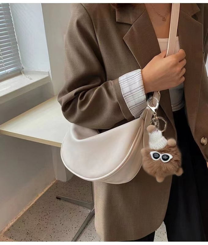 PU Dumpling táska városi stílusban, cipzárral, pamut béléssel, egy vállpánttal, nyár 2024