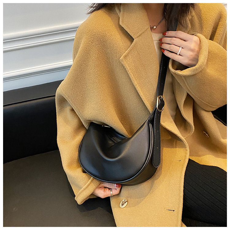 PU Dumpling táska városi stílusban, cipzárral, pamut béléssel, egy vállpánttal, nyár 2024