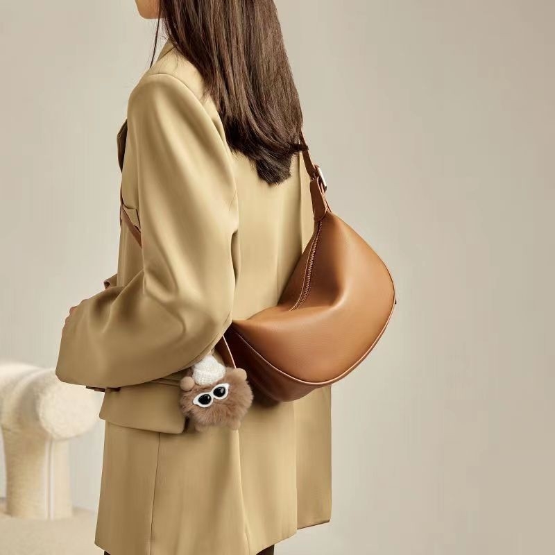 PU Dumpling táska városi stílusban, cipzárral, pamut béléssel, egy vállpánttal, nyár 2024
