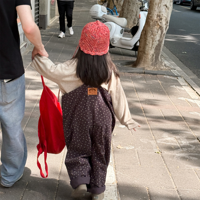 Dječji kombinezon u korejskom stilu, pamuk, unisex, visoki struk, široke duge hlače 6519