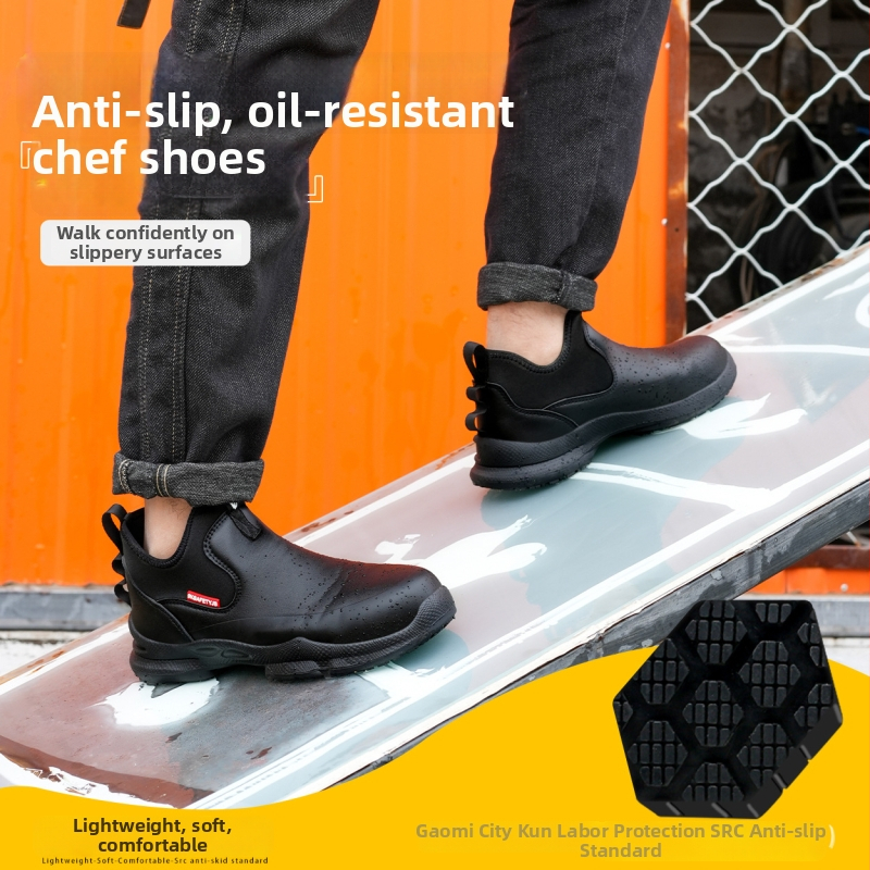 Šefka kurpes virtuvei – slip-on, mikrošķiedras āda, ūdensizturīgas, eļļas izturīgas, pretnoplējošas, zemais augšējais