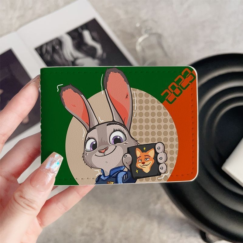 Unisex PU futrola za putovnicu i vozačku dozvolu – Cartoon uzorak Nick & Judy, pretinac za kartice, protiv krađe, proširivi kapacitet