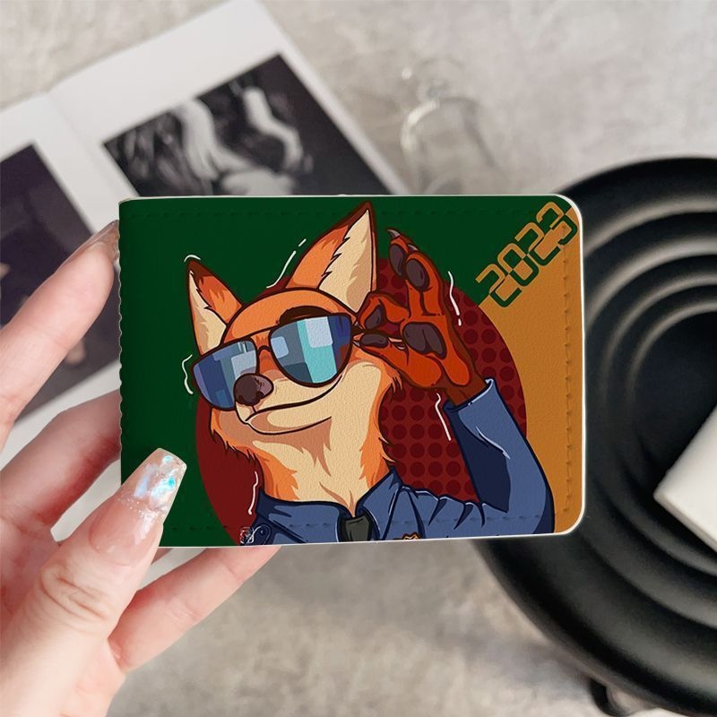 Unisex PU futrola za putovnicu i vozačku dozvolu – Cartoon uzorak Nick & Judy, pretinac za kartice, protiv krađe, proširivi kapacitet