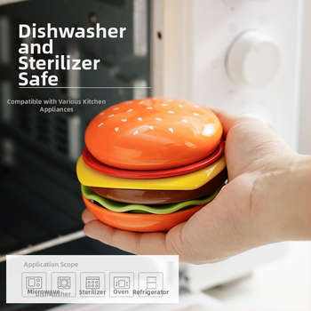 Miska na dip na hamburger – plastová, nepravidelného tvaru, rôzne vzory, svieži a roztomilý štýl, vhodná do mikrovlnnej rúry