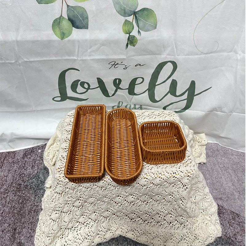 Κάδος αποθήκευσης μαχαιροπίρουνων κουζίνας - Ορθογώνιο καλάθι με υφή ρατάν, Μάρκα Xinwang, Απλός Στυλ, Πρόσφατα Διαθέσιμο