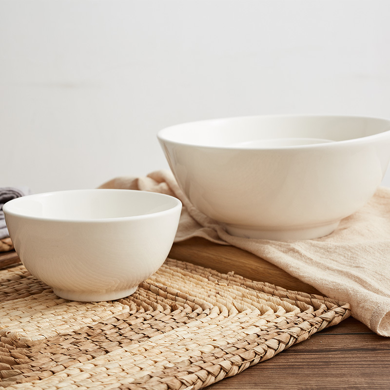 Porcelanska zdjela Luohan za rižu, čisto bijela, debele stijene, okrugla, otporna na mikrovalnu pećnicu