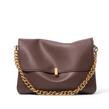 Velika ženska torba preko ramena od kravljeg kože — gradski minimalistički stil, horizontalni kvadrati oblik, zaključavanje s ključem, unutarnji džep sa zipom, džep za telefon i dokumente