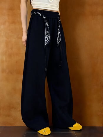 Casual hlače s širokim krojem i visokim strukom, debela poliester-viskozna smjesa, 50–70% poliester, <30% viskozа, mikroelastičnost, bez glačanja, Zima 2025