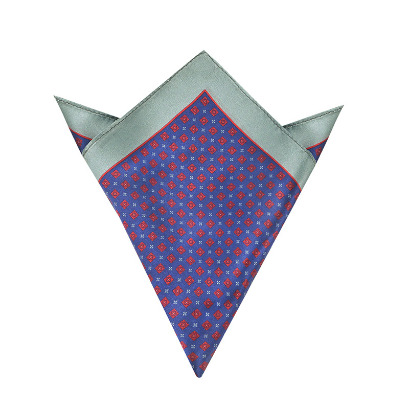 Копринено джобно кърпиче за костюм – ретро геометричен модел, печатна обработка; Mulberry коприна; произход Шънчжоу; пускане през зимата 2025