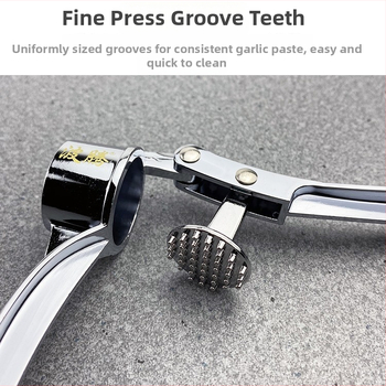 Rankinė česnako presė iš nerūdijančio plieno, daugiafunkcinė, šiuolaikiško paprastumo stilius (medžiaga: nerūdijantis plienas; veikimas: rankinis; funkcija: daugiafunkcinė; stilius: šiuolaikiško paprastumo)