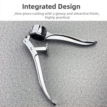 Rankinė česnako presė iš nerūdijančio plieno, daugiafunkcinė, šiuolaikiško paprastumo stilius (medžiaga: nerūdijantis plienas; veikimas: rankinis; funkcija: daugiafunkcinė; stilius: šiuolaikiško paprastumo)