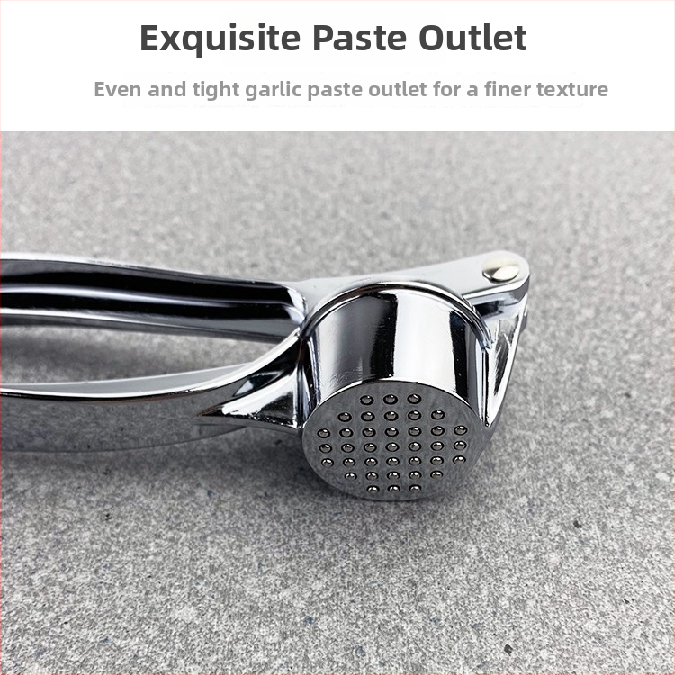 Rankinė česnako presė iš nerūdijančio plieno, daugiafunkcinė, šiuolaikiško paprastumo stilius (medžiaga: nerūdijantis plienas; veikimas: rankinis; funkcija: daugiafunkcinė; stilius: šiuolaikiško paprastumo)