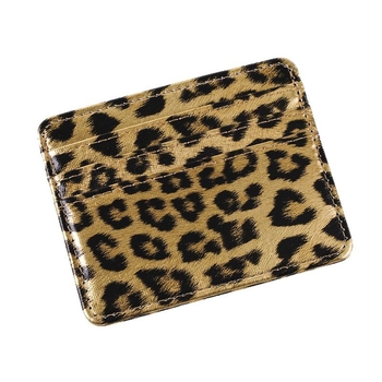 PU koža s leopard uzorkom, sklopivi držač kartica, 3 odjeljka za kartice + 1 klipsa za novac, unisex poslovni organizator kartica