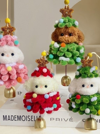 DIY Kalėdinis pūkuoto šuniuko pakabuko medžiagų rinkinys – PVC medžiaga, peizažo raštas, laisvalaikio kelionės stilius, 2025 ruduo