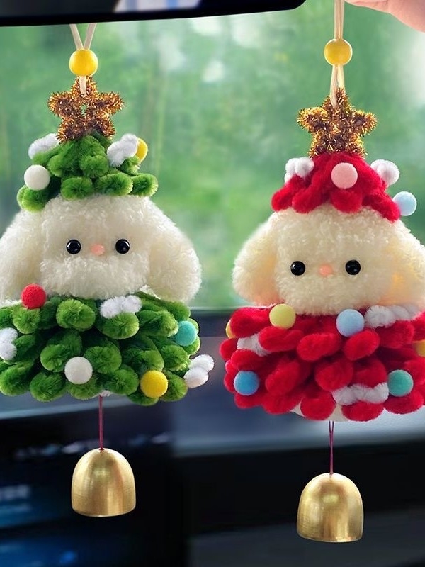 DIY Kalėdinis pūkuoto šuniuko pakabuko medžiagų rinkinys – PVC medžiaga, peizažo raštas, laisvalaikio kelionės stilius, 2025 ruduo