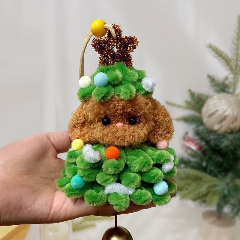 DIY Kalėdinis pūkuoto šuniuko pakabuko medžiagų rinkinys – PVC medžiaga, peizažo raštas, laisvalaikio kelionės stilius, 2025 ruduo