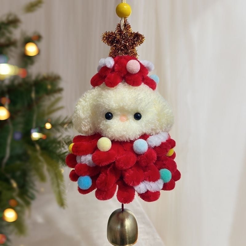 DIY Kalėdinis pūkuoto šuniuko pakabuko medžiagų rinkinys – PVC medžiaga, peizažo raštas, laisvalaikio kelionės stilius, 2025 ruduo