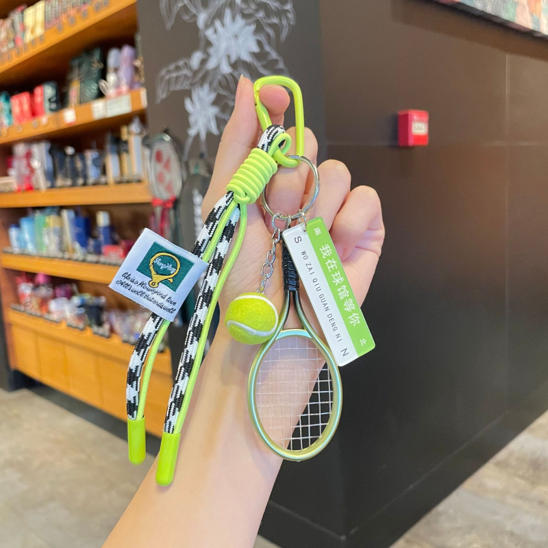 Love akrilni ključić za torbu, Tenis serija, pleteni konopac, sladak stil