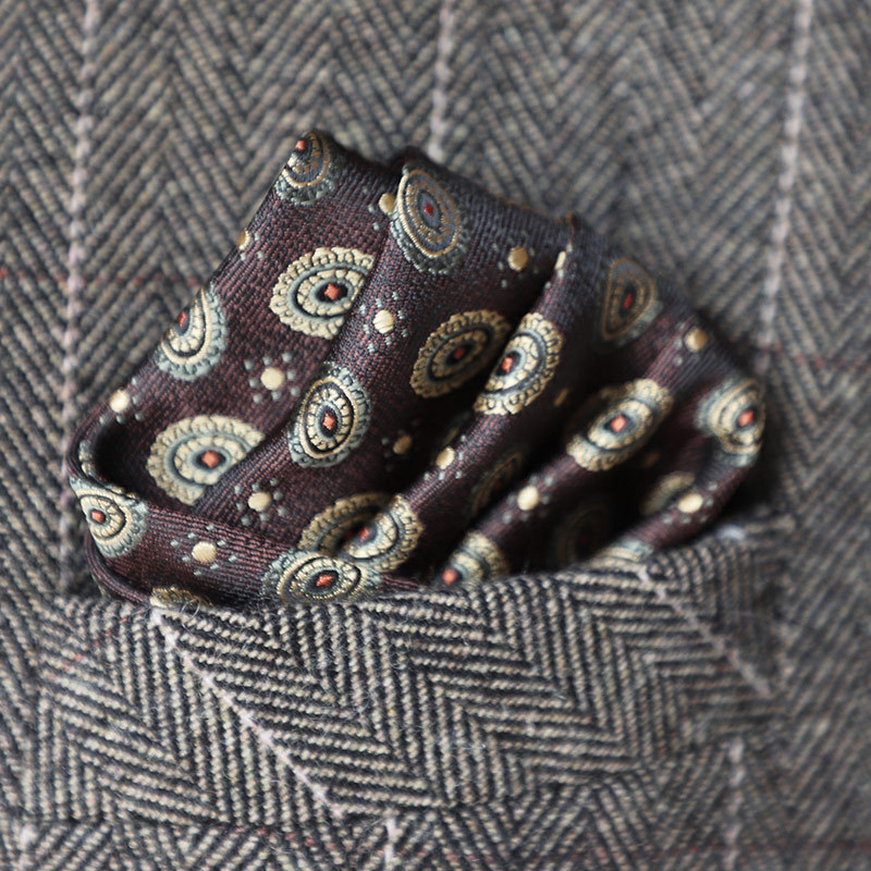 Vīriešu kabatas lakatiņš, ziedošs jacquard raksts, poliestera šķiedra, pieaugušajiem, ziema 2023