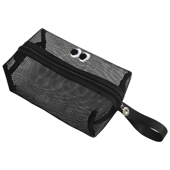 Hálós elrendezésű kozmetikai táska, mini cipzárral, nagy kapacitású, műanyag kivitel, sokoldalú utazótáska