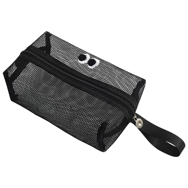 Hálós elrendezésű kozmetikai táska, mini cipzárral, nagy kapacitású, műanyag kivitel, sokoldalú utazótáska