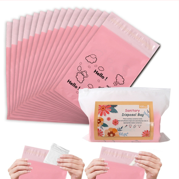 HDPE vienkartinės higienos įklotėms išmetimo maišai, plokščias atidarymas, sutirštinti, 50 vnt dėžėje