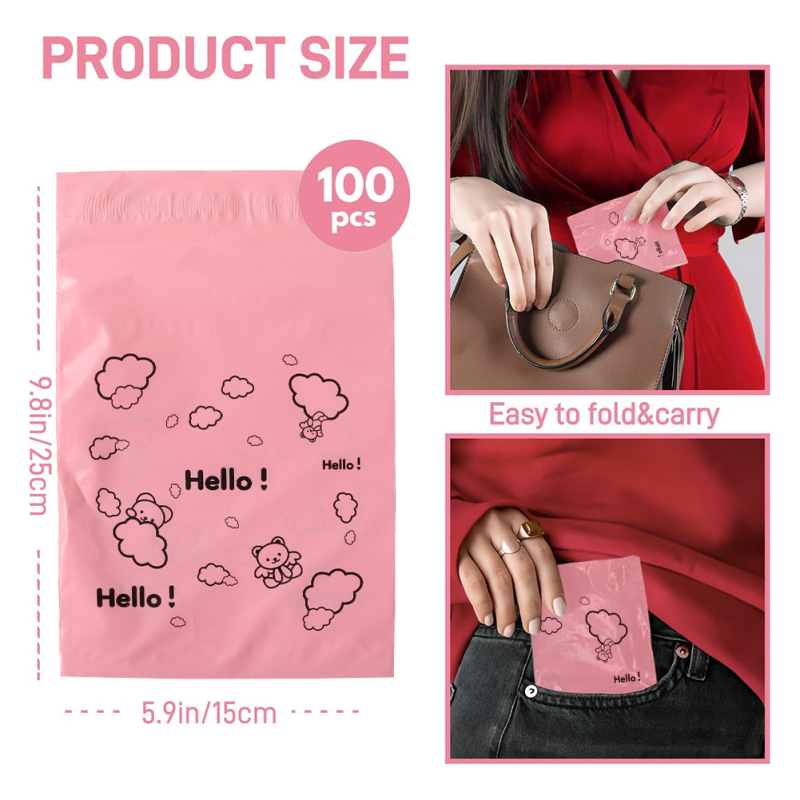 HDPE еднократни торбички за изхвърляне на санитарни дамски превръзки, с плосък отвор, удебелени, 50 броя в кутия