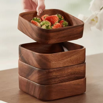 Diófából készült gyümölcstál, egyszerű stílus, tömörfa, 2024-es megjelenés