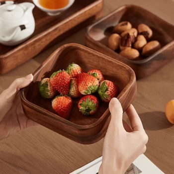 Diófából készült gyümölcstál, egyszerű stílus, tömörfa, 2024-es megjelenés