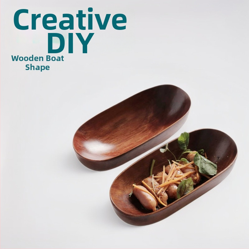 Лодковидно оформен дървен сервиращ поднос, Little Muxian, модерен минималистичен дизайн, възможност за персонализиране на лого