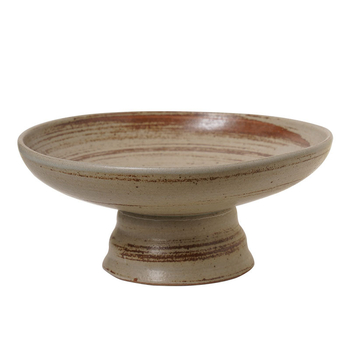 Porcelánból készült magas lábú tál, kör alakú, csíkos mintával, retro luxus stílusban, mikrohullámú sütőben is használható