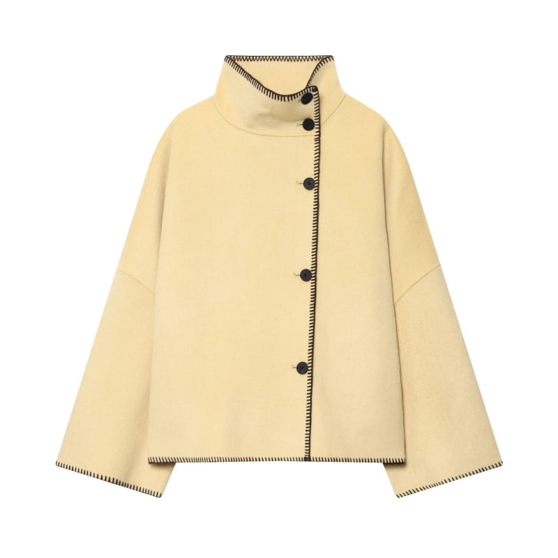 Geacă cu guler înalt, rezistentă la vânt, mâneci raglan, detalii de colaj, material poliester 95%+