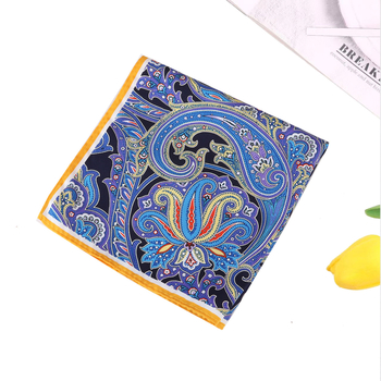 Kabatas lakatiņš, kešu ziedu raksts, poliestera diegs, izdrukāts, brīvā laika stils