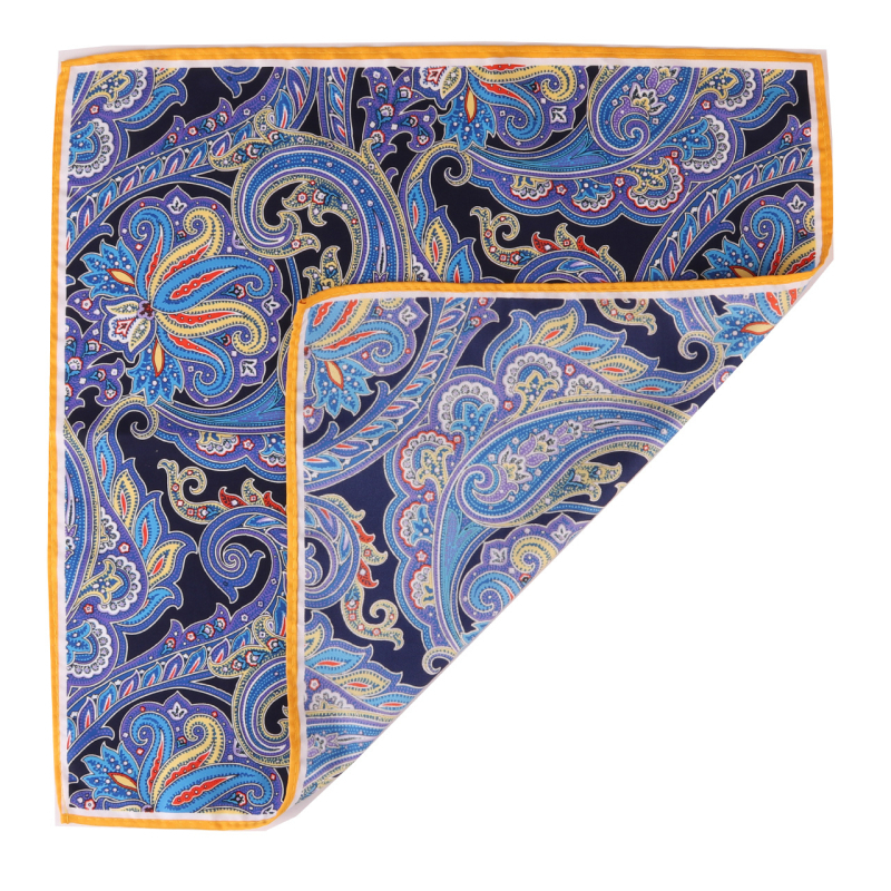 Kabatas lakatiņš, kešu ziedu raksts, poliestera diegs, izdrukāts, brīvā laika stils