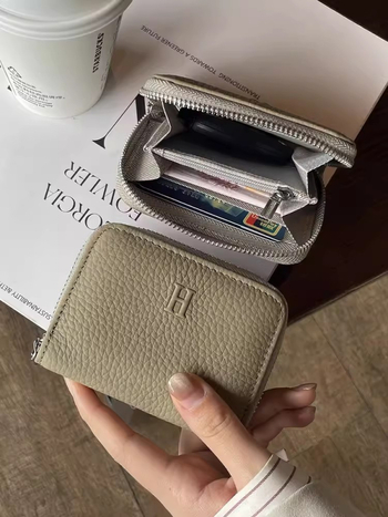 Muqu Női Kártyatáska — Két az egyben, Valódi bőr, Felső réteg marhabőrből, Poliészter bélés, Kompakt