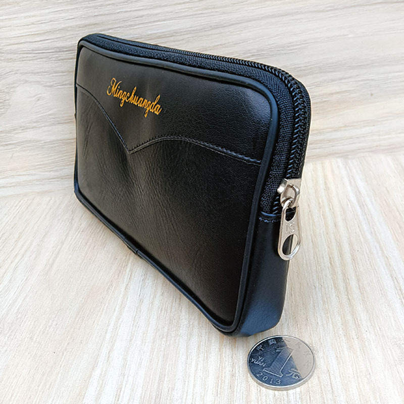 Férfi övtáska, ultra vékony, PU bőr, vízálló, poliészter bélés, városi egyszerűség