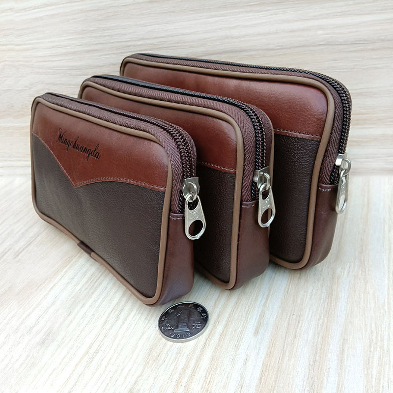 Férfi övtáska, ultra vékony, PU bőr, vízálló, poliészter bélés, városi egyszerűség