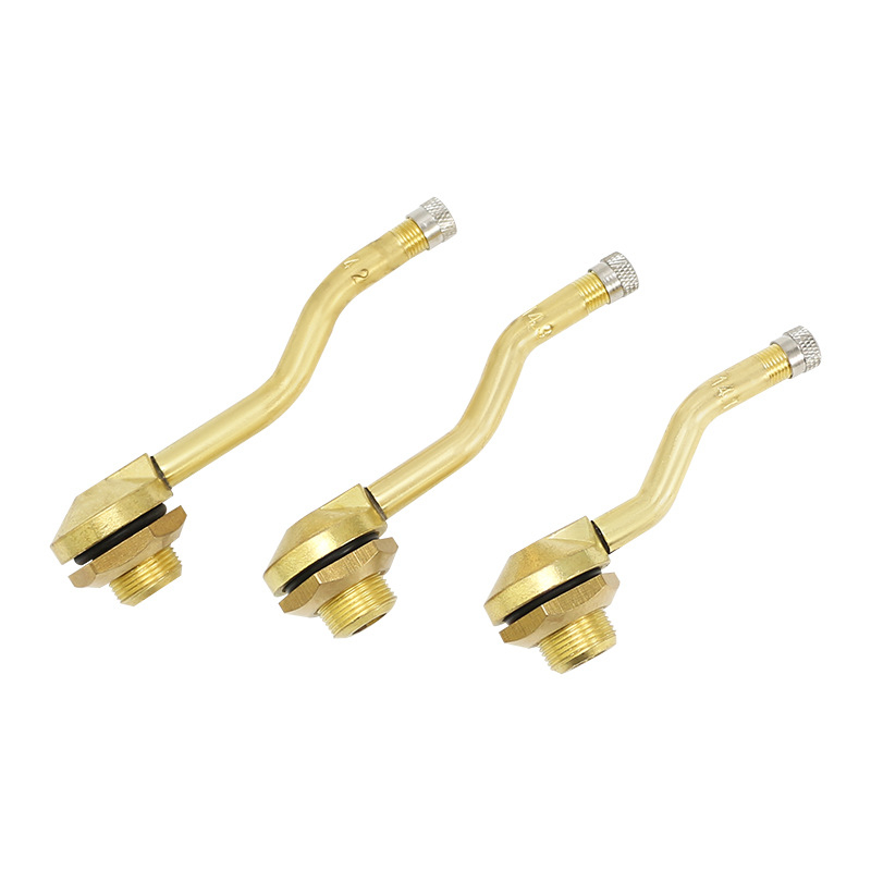 Valvă tubeless pentru vehicule grele — corp din cupru, montaj prin presare, orificiu la jantă 15,7 mm, potrivit pentru camioane și autobuze