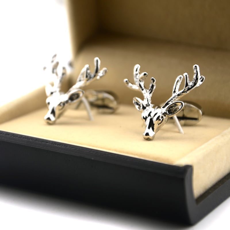 Butoni pentru manșete Jovan – stil Vintage, unisex, design cu cap de cerb, cupru, placare electrolitică