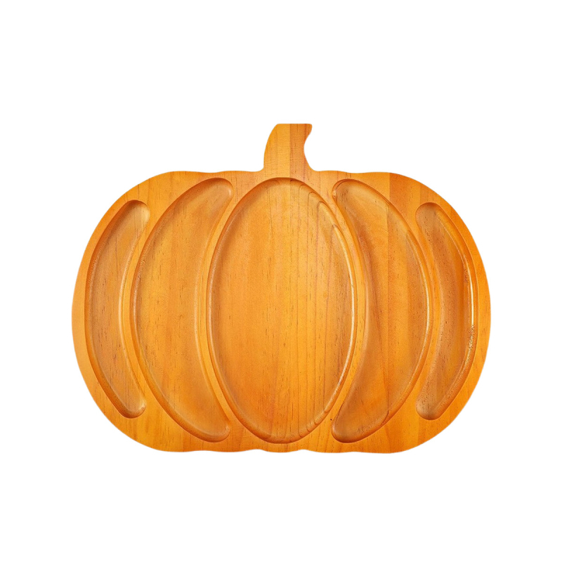 Tavă de gustări din bambus, în formă de dovleac, farfurie de fructe divizată, stil modern simplu, calitate de primă clasă