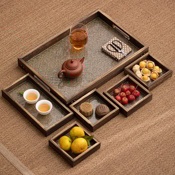 Tavă compartimentată pentru fructe din bambus, pentru masă de ceai — stil retro, lux discret retro, calitate primă